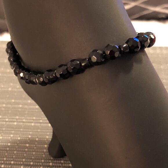 Black Onyx Beaded Handmade Ankle Bracelet - Picture 1 of 8